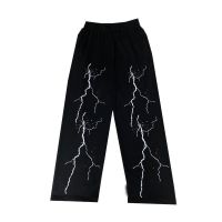 casual pants Men summer new loose straight lightning print vintage sweatpants high street Mens trousers plus-size male clothing