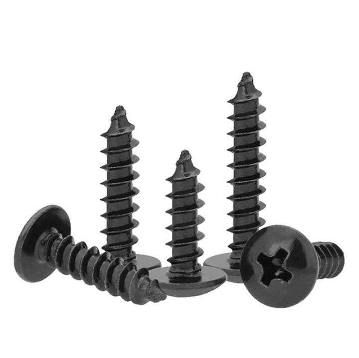 50pcs-lot-m2-6-m3-m3-5-m4-m5-phillips-truss-head-cross-recessed-mushroom-head-self-tapping-screws-black-carbon-steel