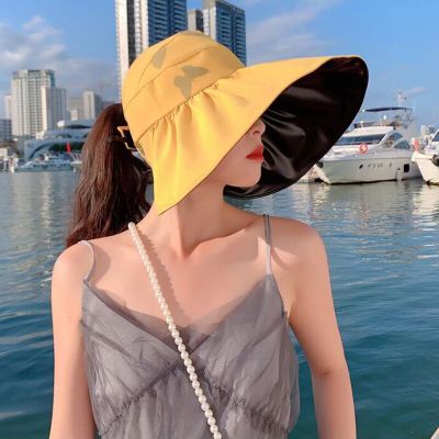 【CC】New Women Summer Visors Hat Foldable Sun Hat Wide Large Brim Beach Hats Straw Hat chapeau femme Beach UV Protection Cap