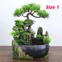 Desktop Resin Mountain Rockery Fountain Waterfall Garden Bonsai Decoration Tabletop Flowing Water Fountain (4 Size Choose)