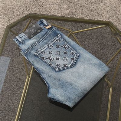 Light Luxury Printed Elastic Fashion Commuter Retro Large Mens Casual Jeans