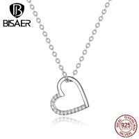 【Chat-support】 EC Loria Trading mall Love Heart เครื่องประดับ BISAER 925เงินสเตอร์ลิง Simple Love Heart สร้อยคอ Cubic Zircon CZ ผู้หญิงเครื่องประดับ ECN347