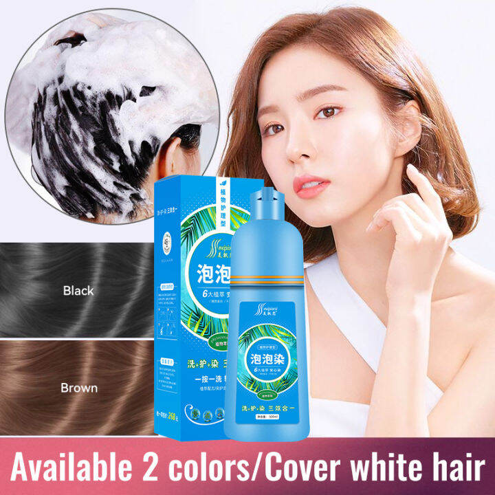 Herbal Black Hair Shampoo 500ml Natural Organic Hair Dye Shampoo to