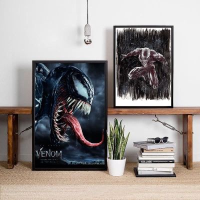 ■☁ Marvel Venom ภาพยนตร์โปสเตอร์และภาพพิมพ์ผนังศิลปะ Tom Hardy โปสเตอร์การ์ตูนฮีโร่ภาพวาดบนผืนผ้าใบสำหรับห้องนั่งเล่นตกแต่งบ้าน