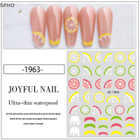 SPHO Nail Art 3D decal สติกเกอร์ผลไม้มะนาวแตงโม Cherry Nail Art decals