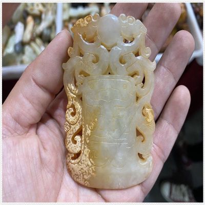Collect antiques and jade articles, make a high antique jade into an old antique Xiuyu pendant, hang an old article, hang a Double Dragon Jade axe 1XR4