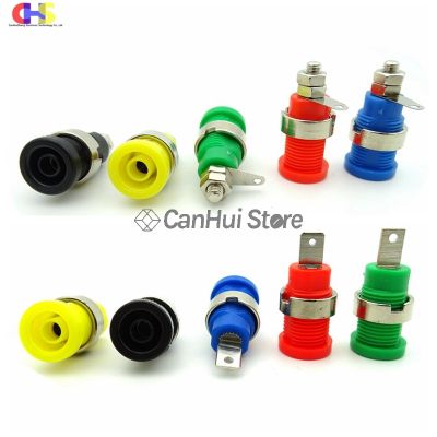 5pcs Insulated Safety 4MM Banana Plug Socket Jack Panel Mount Binding Post Connector Multimeter Socket Banana head Female 32A  Wires Leads Adapters