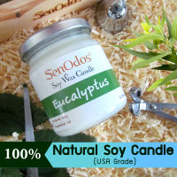 SenOdos เทียนหอม กลิ่นยูคาลิปตัส อโรม่า ไขถั่วเหลืองแท้ 100% 190 g. Eucalyptus Soy Wax SenOdos