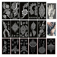 16 ชิ้น/เซ็ต Henna Tattoo Stencils สำหรับผู้หญิง/สาวภาพวาดร่างกาย, มือ/เท้า Tattoo Kit การออกแบบใหม่ชั่วคราว Tattoo Templates-BIANO