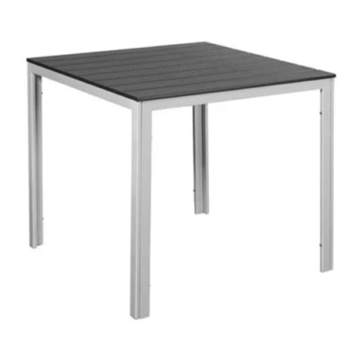 Square outdoor table (garden, patio, balcony), 78x79x74 cm - HPDE plastic, steel. Max load 100 kg. - Gray, white