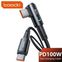 Toocki USB C To Type C Cable PD100W 60W Fast Charging Cable Type C For Xiaomi Samsung Poco LED Indicator 90 Degree Elbow Cord