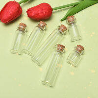 Wse 10Pcs Mini Glass Wishing Bottle with Cork Bead Jewelry Containers DIY Decoration