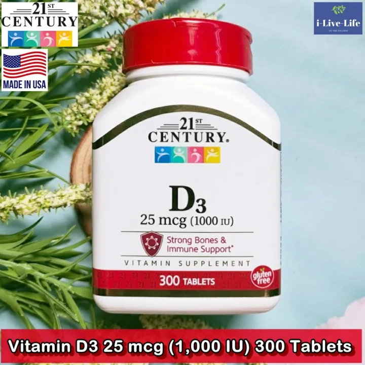 วิตามินดีสาม Vitamin D3 25 Mcg 1 000 Iu 300 Tablets 21st Century D 3 Th