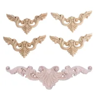 4Pcs Wood Carved Corner Onlay Furniture Home Decorations Unpainted Applique 8x8cm with 1 pcs Wood Carved Corner Onlay Applique Frame Decor Furniture Craft Unpainted Type 20x5cm