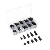 180Pcs Black M3 Nylon Hex Spacers Male/Female Screws Nuts Stand-off Kit With Plastic Box For Electronics PC Board Colanders Food Strainers