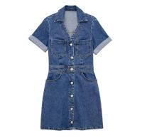 European and American style new summer fashion womens V-neck slim waist denim short dress 7147037 427