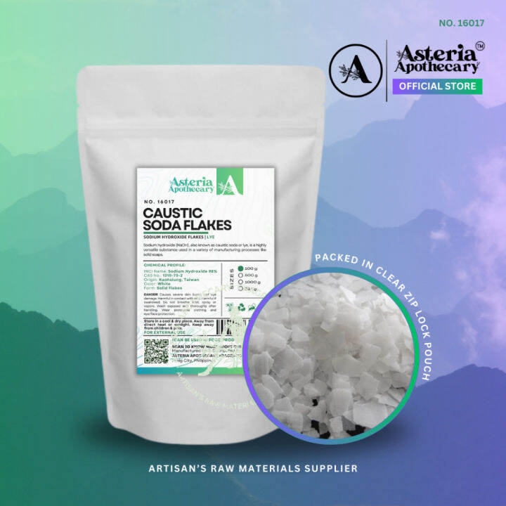 Caustic Soda Flakes Sodium Hydroxide Lye Flakes 100g 500g 1kg Asteria Apothecary