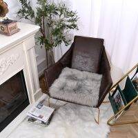 【CW】 Fluffy for home decor plush Cushion Chairs seat mat car Faux Fur plaid house terrace dog pet