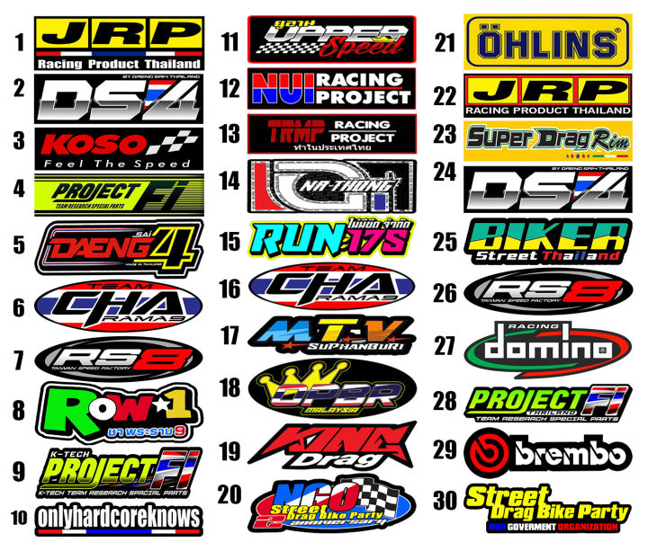 THAI STICKER THAILOOK MOTORCYCLE DECAL JRP RS8 DAENG STICKERS V1 ...