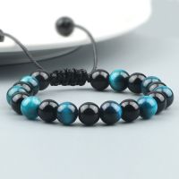 High Quality Blue Tiger Eye Stone Bracelet Adjustable Size Braided Onyx Beads Bracelets＆Bangles Men Minimalist Jewelry Pulseras