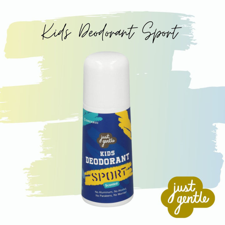 just-gentle-organic-kids-deodorant-fresh-active-scented-sport-โรลออนป้องกันและระงับกลิ่นกาย-กลิ่นสปอร์ต-60ml