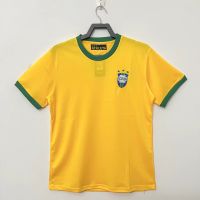 2022 2023 ล่าสุด เสื้อกีฬาแขนสั้น ลายทีมชาติฟุตบอล Brazil home วินเทจ ไซซ์ S-XXL 70 AAA