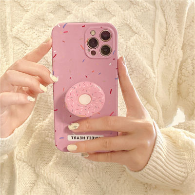 ซองใส่จดหมายโดนัทสีชมพูสำหรับ iPhone12 Promax เคสน้ำตาลไอซิ่งสีสันสดใสสำหรับ iPhone13 Promax Stereo Donut Holder ซองใส่โทรศัพท์สำหรับ iPhone11 ซิลิโคนสีชมพูสำหรับ iPhone XR