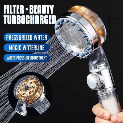 Zhang Ji Upgraded Shower Head Pressurized Nozzle Turbo Shower Head One-Key Stop Water Saving High Pressure Bathroom Accessories Showerheads