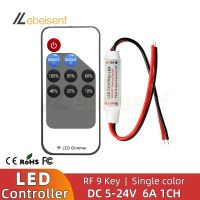 ♦┋ Mini LED Single Color dimmer DC 5V 12V 24V 6A 5050 2835 Strip Lights Constant Voltage PWM Signal Controller with RF 9-Key Remote