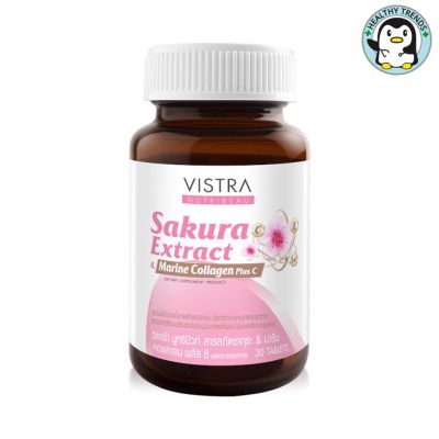 Vistra Sakura Collagen C 30S วิสทร้า ทริบิวท์ สารสกัดซากุระ & มารีน คอลลาเจน พลัส ซี (30 เม็ด)[HT]