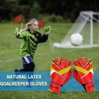 Children Goalkeeper Hand Protection Gloves Antiskid PU Football Training Gloves Adjustable Elastic Full Finger for Outdoor Sport