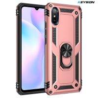 KEYSION Luxury ARMORเคสกันกระแทกสำหรับXiaomi Redmi 9AโลหะแหวนHYBRIDกรอบกันชนสำหรับRedmi 9A