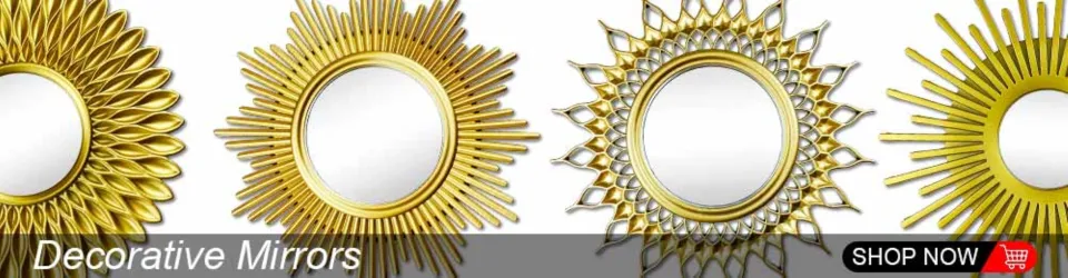 MCDFL Sun Mirror Gold Round Decorative Wall Sunburst Mirrors Home