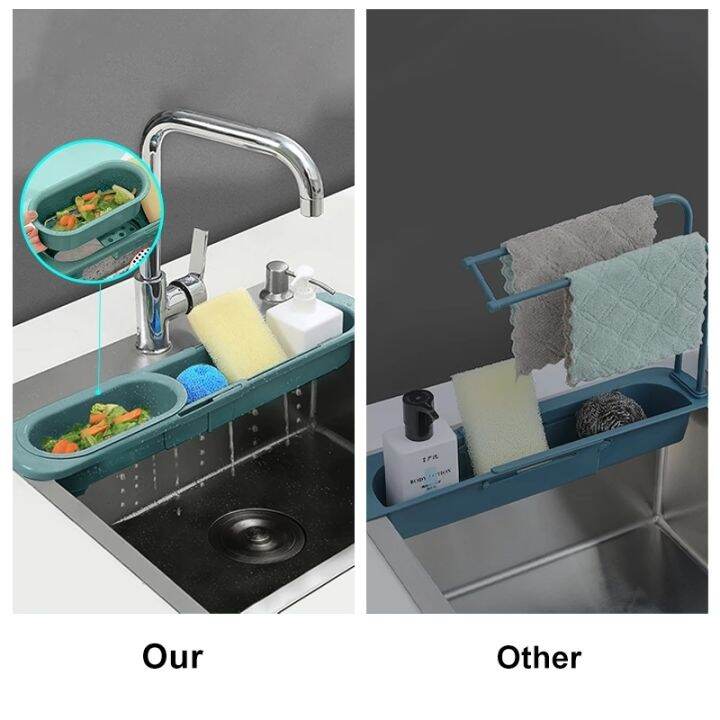 cw-adjustable-sink-rack-drainer-storage-basket-sponge-holder-dish-organizer-telescopic-shelf