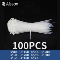 100PCS White Self-Locking Plastic Nylon Cable Tie Fastening Ring 3x100 3x150 3x200 4x150 4x200 4x250 5x200 mm Zip Wraps Strap Cable Management