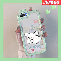 JIUMOO เคสสำหรับ OPPO A3s A12E A5 2018 Realme C1 Realme 2เคสลายการ์ตูนลูกสุนัขน่ารัก Little Monster Bknot ปลอกนิ่มกันกระแทกทนทานต่อการเสียดสีเคสโทรศัพท์โปร่งใสฝาครอบป้องกันเลนส์กล้องถ่ายรูปซิลิกาเจล TPU