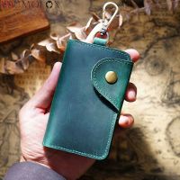 Original Leather Key Wallet for Men Vintage Versatile Men Car Key Holder Coin Purse Card Case Bag Home Key Organizer Housekeeper