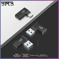 CUWRYG 5pcs แล็ปท็อปพีซี 90องศาองศา ขั้วต่อ USB C 10กิกะบิต อะแดปเตอร์ OTG USB 3.0เป็น Type-C ตัวแปลงสัญญาณ