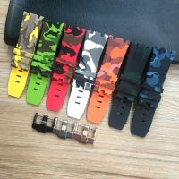 ✥☌▣ 28mm camouflage black Green White Blue Orange Yellow Red Rubber Silicone Waterproof Watch Strap For AP Watchbands Royal Oak