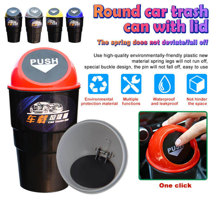 Car Trash Bin with Flip Lid Rubbish Bucket Holder Mini Paper Dustbin