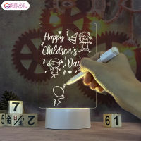 Geral กระดานไวท์บอร์ดใสข้อความสำหรับตั้งโต๊ะไวท์บอร์ดพร้อมปากกา LED สำหรับเป็นของขวัญในเทศกาลเพื่อนครอบครัว