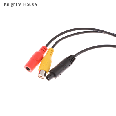 Knights House กล้องถอยหลังสำหรับรถยนต์ขั้วต่อตัวผู้ไปยังตัวเมีย4ขา RCA CVBS สายอะแดปเตอร์จ่ายไฟสัญญาณ