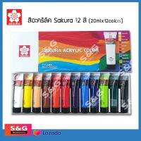 สีอะคริลิค ซากุระ ชุด 12 สี Sakura acrylic 12 colors XAC20-12 ขนาด 20มล. แบบหลอดบีบ