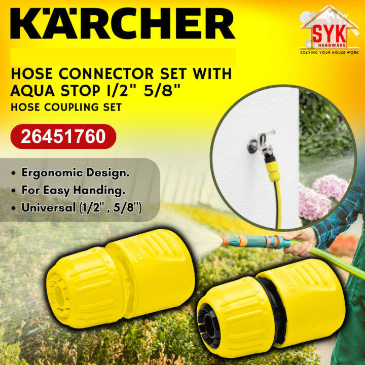 SYK KARCHER 26451760 1/2" 5/8" Hose Connector Set Aqua Stop Water Tap