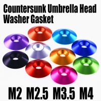 5PCS M2 M2.5 M3.5 M4 Aluminum Colourful Countersunk Umbrella Flat Head Screw Concave Conical Decorative Groove Washer Gasket Nails  Screws Fasteners