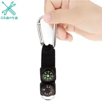 Compass With Carabiner + Multifunction Thermometer Portable Metal