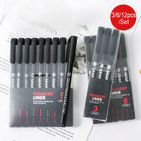 Pigment Liner Black Color Ink Nib Fineliner Micron Pigma Pen Sketching Drawing Manga Art Marker Pens 0.1 0.4 Brush Tip