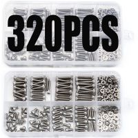 320Pcs M2.5*4/5/6/8/10/12/14/16 Hexagon Hex Screw Bolt Nut Flat Washer Set 304 Stainless SteelHead Cap Screws Bicycle Gasket Nails  Screws Fasteners