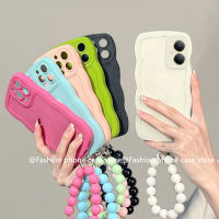 เคสโทรศัพท์ VIVOY27 Phone Case เคส VIVO Y78 Y27 5G 4G 2023 เคสสีทึบลายคลื่นขนาดใหญ่แบบเรียบง่ายคุณภาพสูงฝาครอบแบบนิ่มที่เป็นซิลิโคนเหลวพร้อมสร้อยข้อมือแยกได้