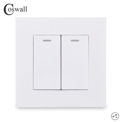 【cw】 COSWALL Panel 2 Gang Way Stair Pass Through / Switched Wall Rocker 12-250V 16A